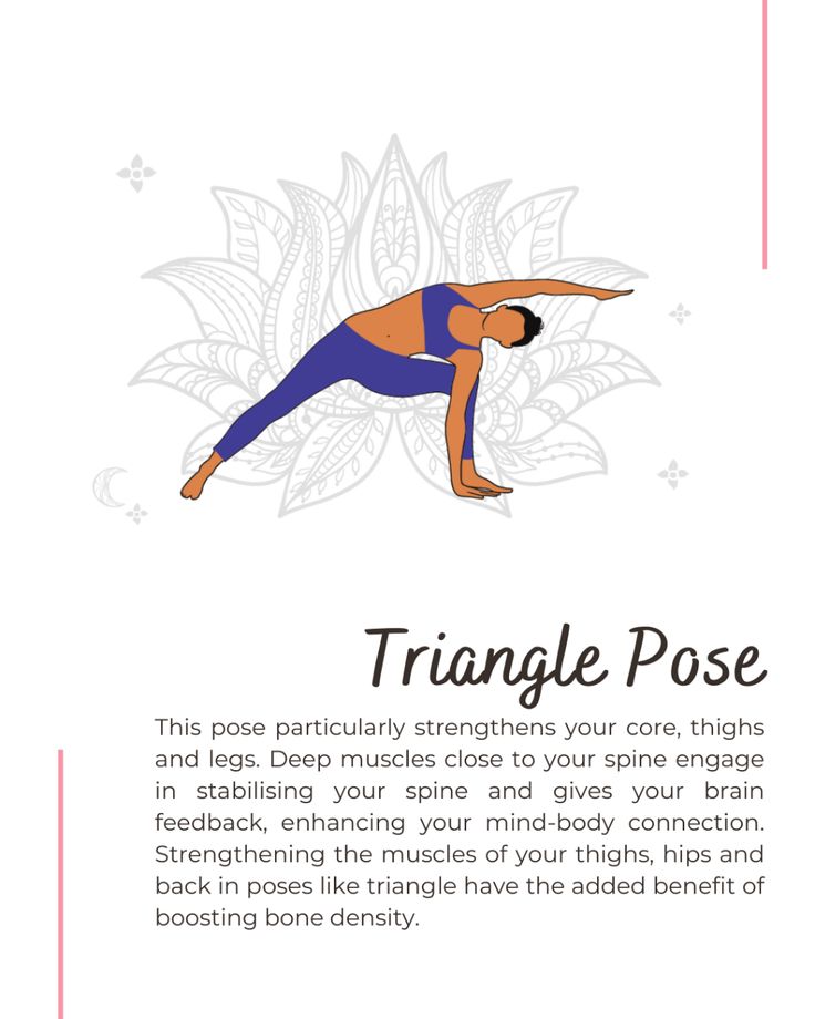 a woman doing yoga poses with the words triangle pose