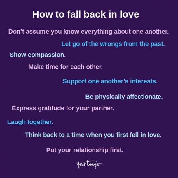 a purple background with the words how to fall back in love