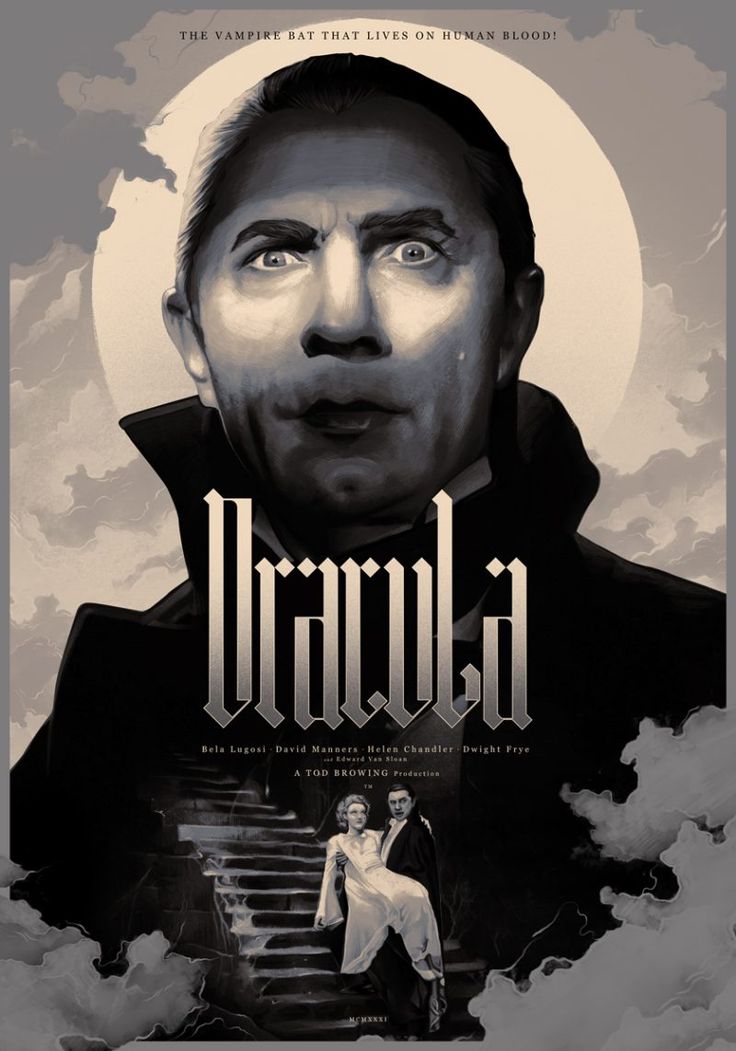 the poster for dracula starring in an animated manner, with stairs leading up to him