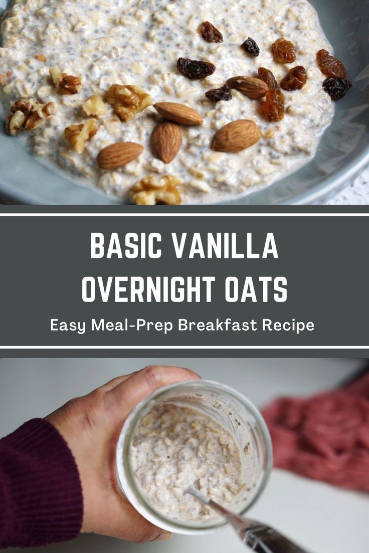 A bowl of vanilla overnight oats and a jar with basic overnight oats. Chia Seed And Oats Overnight, Overnight Oats Healthy No Chia Seeds, Oatmeal And Chia Seeds Overnight Oats, Flax Seed Overnight Oats, Overnight Oats With Yogurt And Chia, Overnight Oats With Flax Seed, Overnight Oats No Chia Seeds, Chia Seed Overnight Oats, Oats Healthy Breakfast