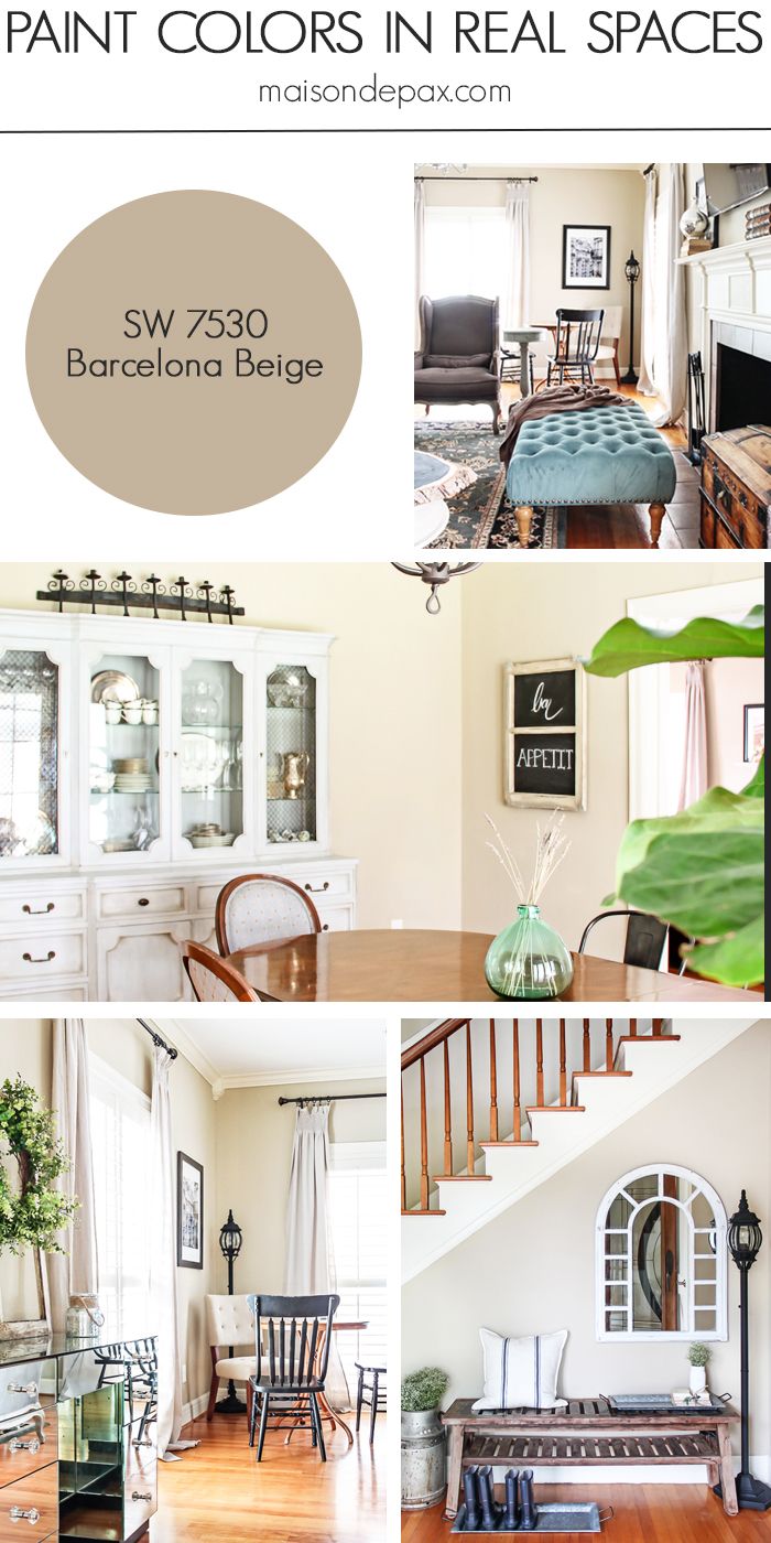 an advertisement for paint colors in real spaces with pictures of furniture and decor on it