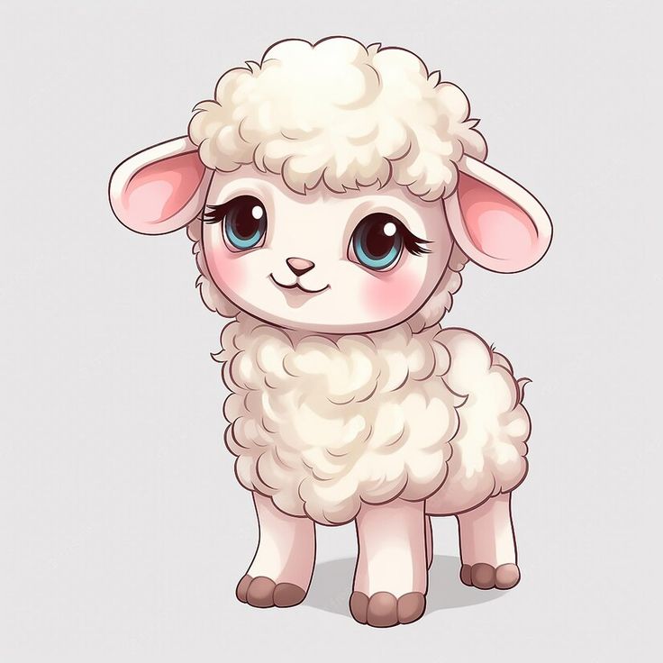 a cute little lamb with big blue eyes