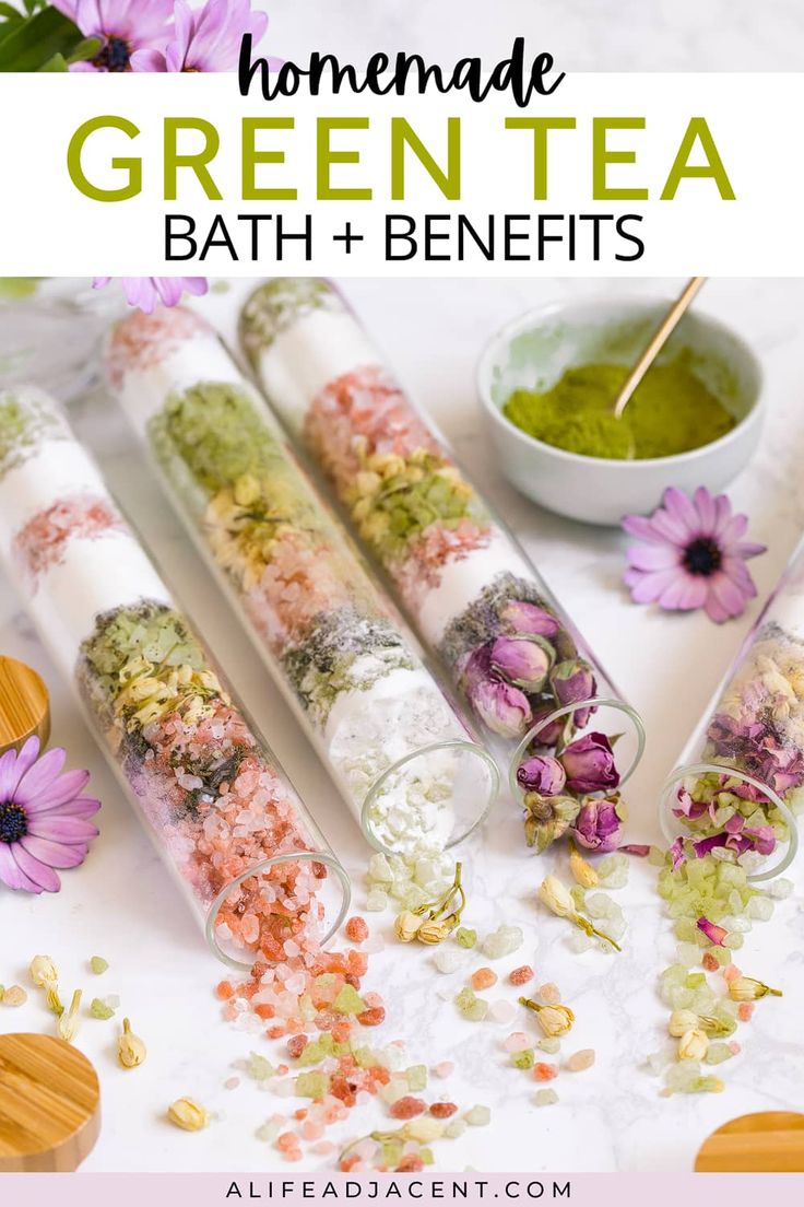 Green Tea Bath Soak, Recipes With Matcha, Diy Bath Soak Recipes, Tea Bath Soak, Herbal Bath Recipes, Bath Salts Diy Recipes, Bath Tea Recipe, Diy Bath Soak, Green Tea Bath