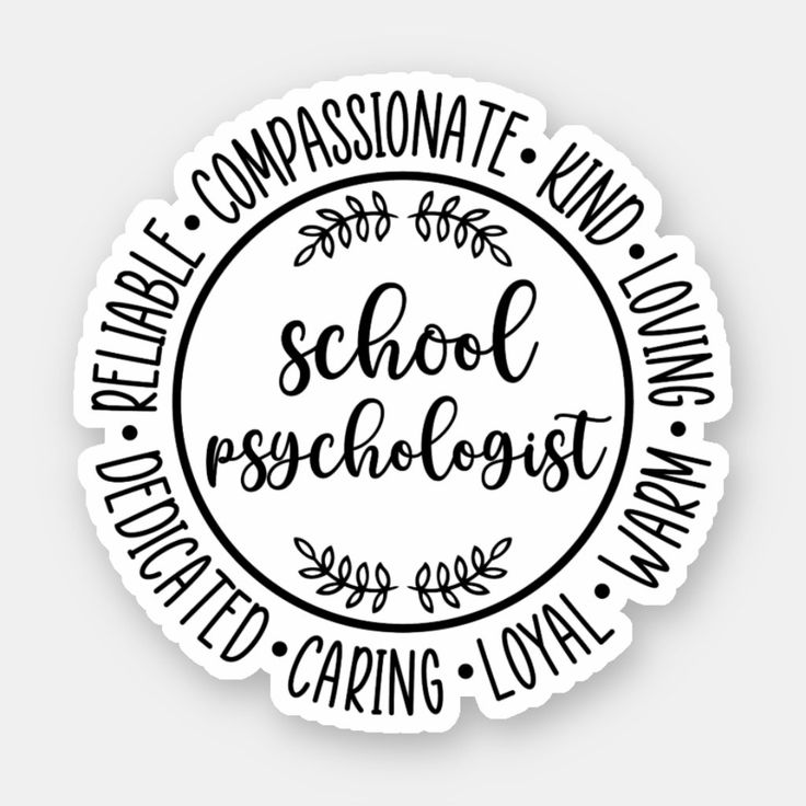 a sticker with the words school physchost in black and white on it