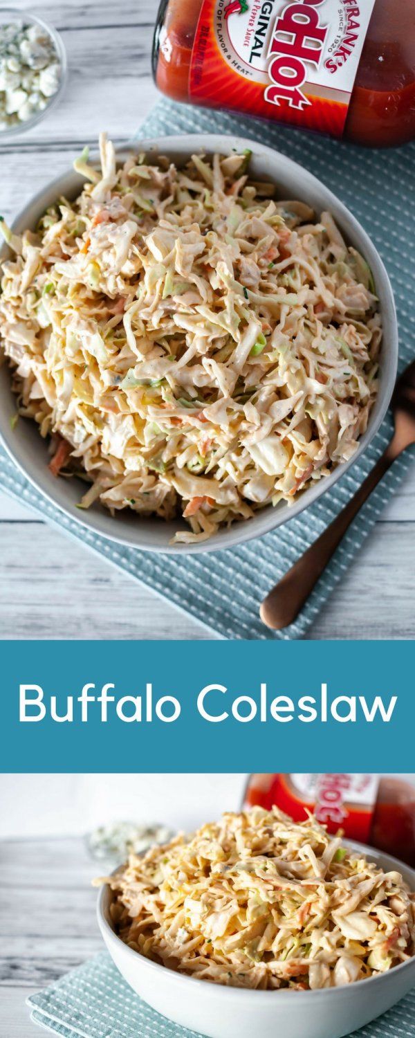 two pictures showing different types of coleslaw