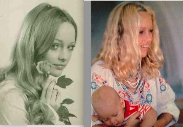 an old photo of a woman holding a baby in her lap and then showing the same hair color