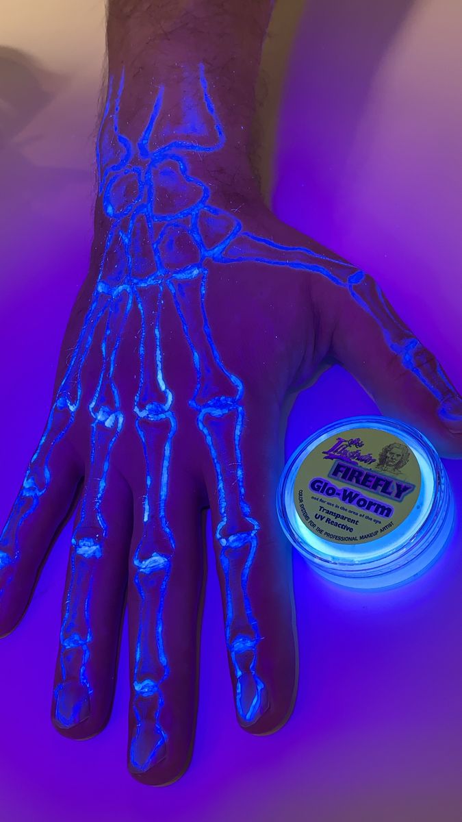 Uv Halloween Costume, Black Light Halloween Costumes, Uv Skeleton Makeup, Uv Makeup Halloween, Blacklight Halloween Makeup, Neon Skeleton Costume, Black Light Makeup Ideas Glow, Uv Paint Makeup, Uv Light Makeup