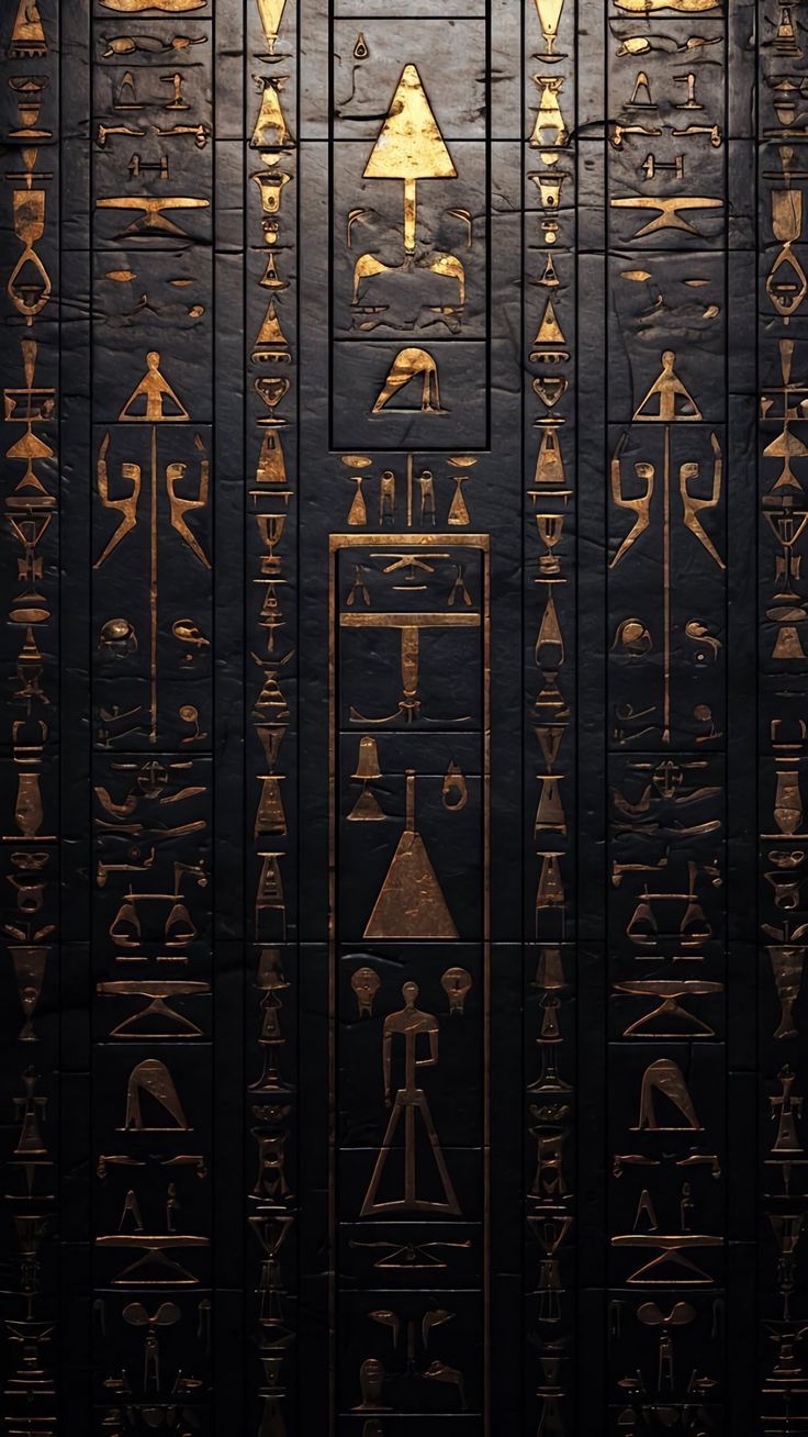 an image of egyptian hieroglyphs on the wall