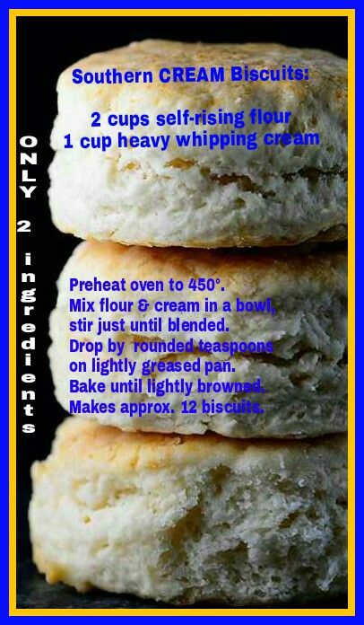 three puffy biscuits stacked on top of each other with text describing how to make them