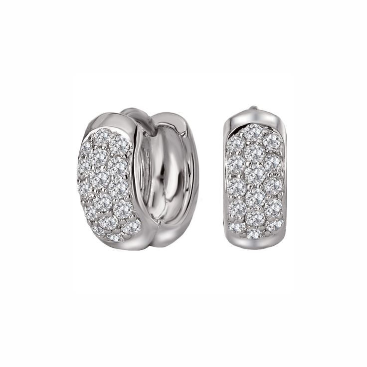 The perfect sized huggies with the perfect amount of sparkle. Wear these small hoops for an effortlessly chic look. Details: Metal: Rhodium-Plated on Sterling Silver Base Stones: AAAAA-Grade Cubic Zirconia Diameter: 11.53 mm Width: 4.72 mm Formal Huggie Earrings With Sparkling Stones, Dazzling Huggie Earrings For Formal Occasions, Dazzling Formal Huggie Hoop Earrings, Formal Sparkling Stone Huggie Earrings, Silver Huggie Earrings With Diamond Accents For Wedding, Dazzling Huggie Earrings For Wedding, Wedding Huggie Hoop Earrings With Sparkling Stones, Sparkling White Gold Huggie Earrings With Cubic Zirconia, Dazzling Huggie Earrings For Anniversary