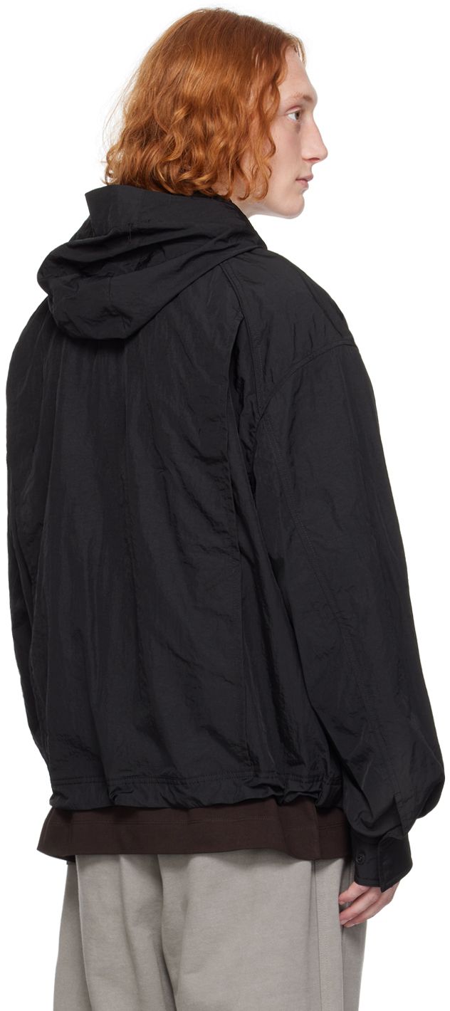 Nylon taffeta jacket. · Bungee-style drawstring at hood · Concealed zip closure · Zip pockets · Concealed bungee-style drawstring at hem · Dropped saddle shoulders · Adjustable single-press-stud barrel cuffs · Unlined Supplier color: Black Winter Nylon Hooded Jacket With Drawstring, Hooded Nylon Parka With Functional Drawstring, Functional Hooded Outerwear With Drawstring, Sporty Hooded Outerwear With Drawstring, Hooded Windbreaker With Drawstring For Streetwear, Techwear Hooded Outerwear With Drawstring, Casual Nylon Parka With Drawstring, Techwear Nylon Windbreaker With Drawstring, Fall Techwear Windbreaker With Drawstring