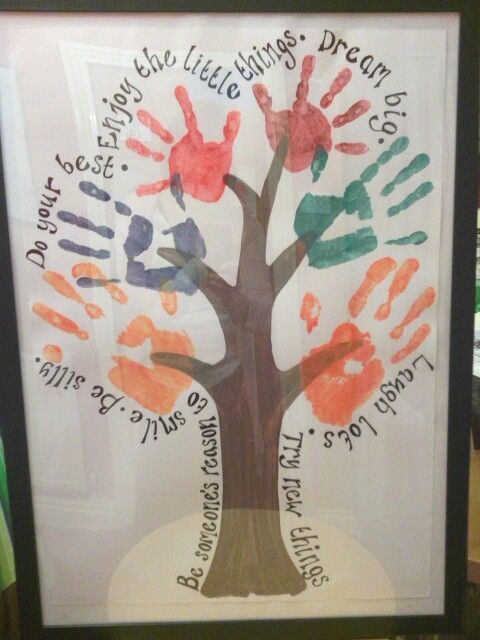 a family tree with handprints on it