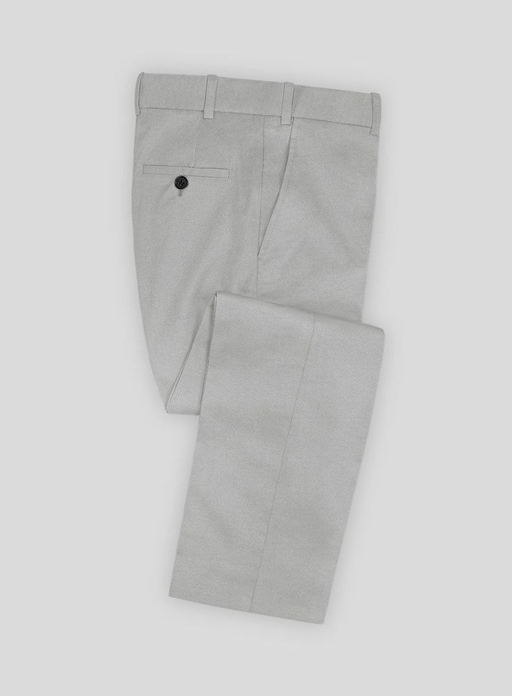 Look chic and easy-going in our elegantly tailored Light Gray Stretch Chino Suit. Crafted from cotton lycra, the suit easily makes for a relaxed attire and, at the same time, works as a part of the formal ensemble with equal panache. Pair it with a matching waistcoat, white shirt, back patterned tie, and black oxford shoes to add extra flair to your outfit. 
 
Look Includes   Light Gray Stretch Chino Fabric  Two Button Jacket Style  Notch Lapel  Horn Royal Black Buttons  Single Vent  Three Cuff Classic Linen Pantsuit For Formal Occasions, Chic Linen Business Suits, Elegant Linen Pantsuit For Formal Occasions, Elegant Linen Pantsuit For Formal Events, Tailored Linen Classic Pantsuit, Classic Linen Pantsuit For Spring, Classic Spring Linen Pantsuit, Timeless Business Casual Pantsuit With Welt Pockets, Timeless Pantsuit With Welt Pockets For Business Casual