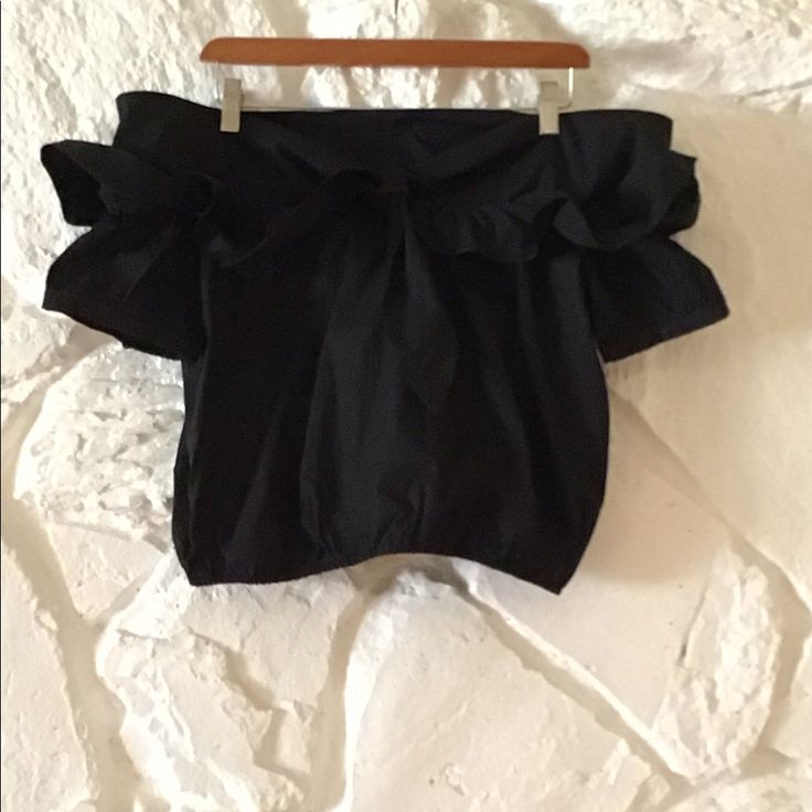 Dance & Marvel Blouse. Size Large. Black With Off The Shoulder Look And Ruffle Puff Sleeves Ties In Front. New Without Tags. Look At Pictures. Dance And Marvel Clothing, Puff Sleeves, Large Black, Puff Sleeve, Off The Shoulder, Look At, Top Blouse, Marvel, Womens Tops