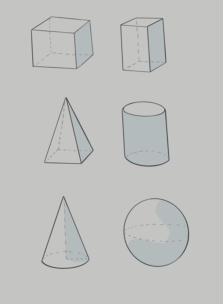 four different shapes are shown in the same drawing style, each with one point at the top