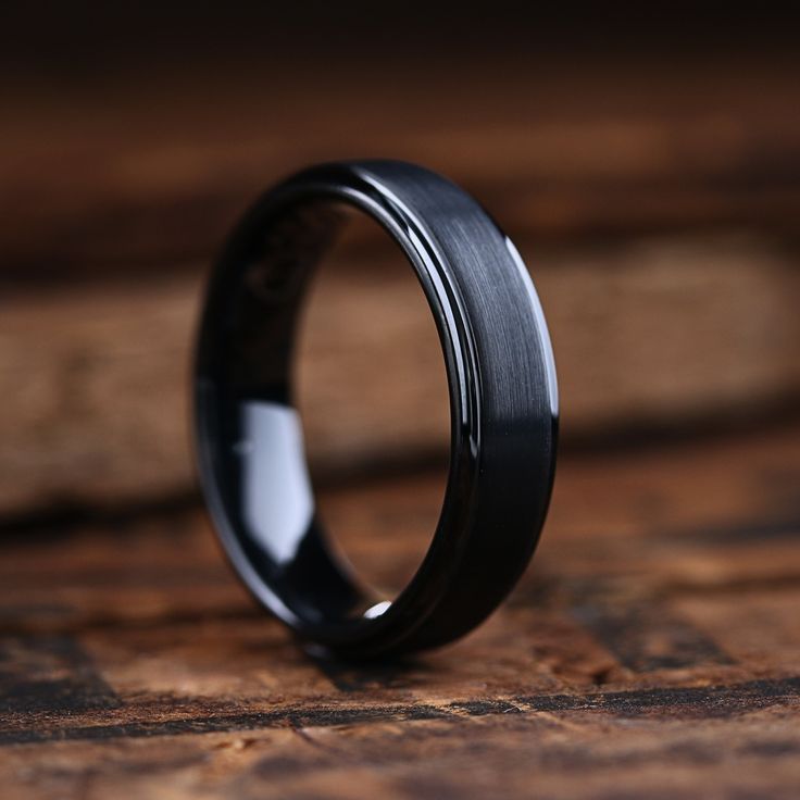 Men's Black Plated Tungsten Wedding Band - 6mm Width Groom Ring Black, Mens Black Engagement Rings, Men’s Promise Ring Aesthetic, Male Wedding Rings Black, Cool Mens Wedding Rings, Wedding Rings Engagement Man, Men Wedding Bands Tungsten, Men S Wedding Band, Wedding Rings For Guys