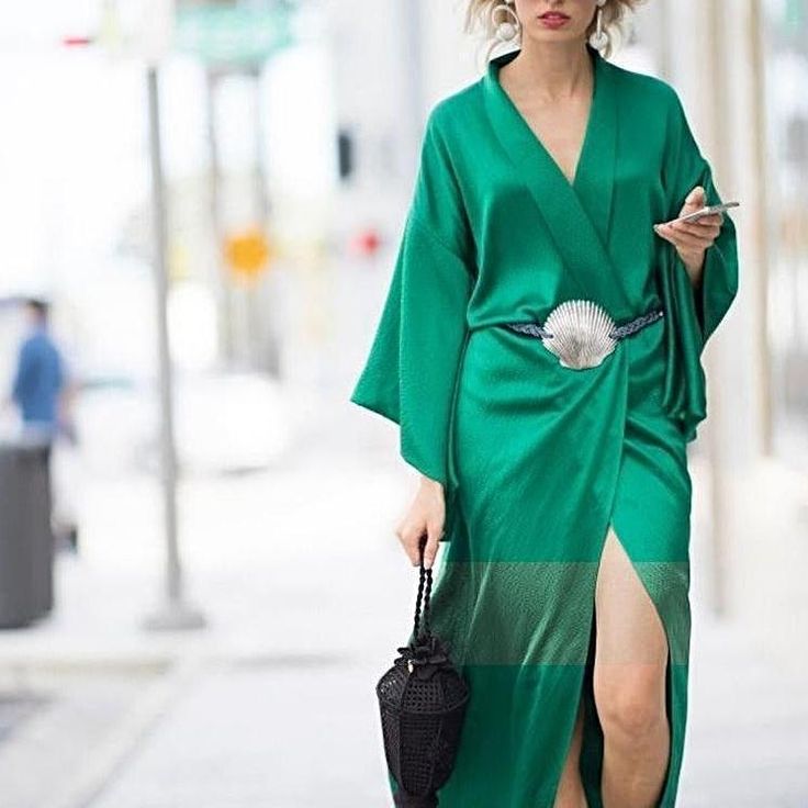 Emerald Green Maxi Satin Kimono Robe/Dress