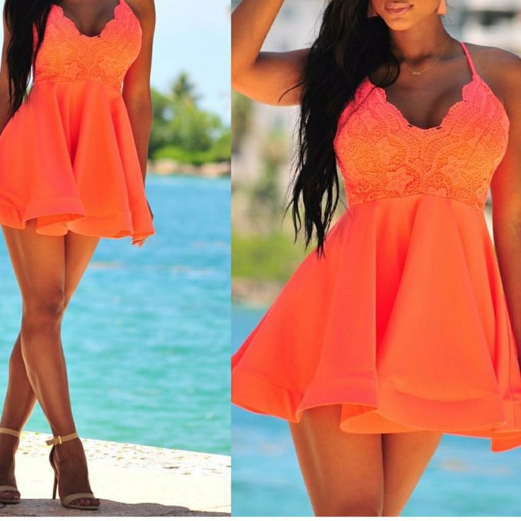 Coral Size Small New With Tags Beach Season Date Night Mini Dresses, Flirty Orange Beach Dress, A-line Beach Party Dresses, A-line Party Dresses For Beach Season, A-line Beach Season Party Dresses, Summer Party Mini Dress With Lining, Orange Backless Dress For Spring, Elegant Mini Dress For Beach Day Out, Elegant Mini Dress For Beach Season Day Out