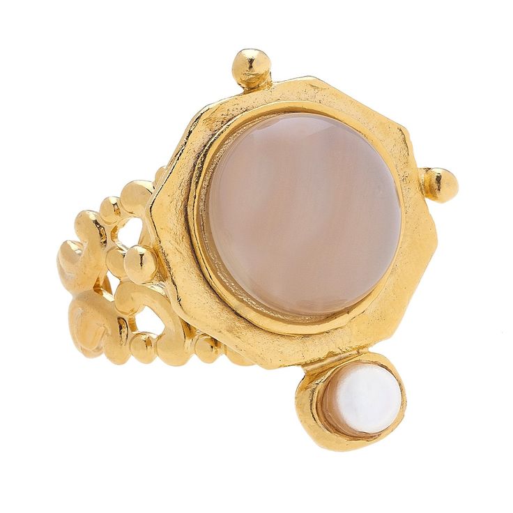 Colorful semi-precious stone handset in 24k gold plating. Genuine freshwater pearl detail Adjustable backing Handmade in San Antonio, Texas Texas Gifts, San Antonio Texas, 24kt Gold, Moonstone Ring, Ruby Ring, Pearl Ring, San Antonio, Gold Plating, Handmade Ring