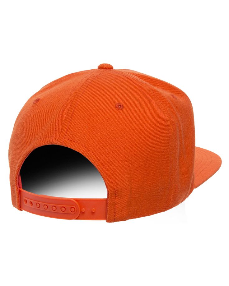 Adult 6-Panel Structured Flat Visor Classic Snapback - ORANGE - OS | Yupoong 6089 Adult 6-Panel Structured Flat Visor Classic Snapback Cap in Orange Orange Camo, Snapback Cap, Purple Gold, Black Silver, Royal Blue, Wool Blend, Camo, Black And Red, Wool