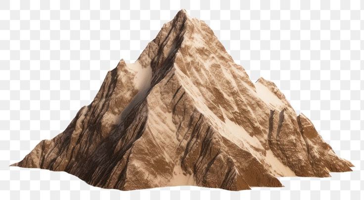 the top of a mountain is shown with no background, but it's brown and white