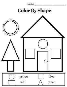 the color by shape worksheet is shown for children to learn how to draw