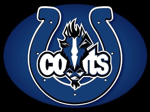 the colts logo is shown on a dark background