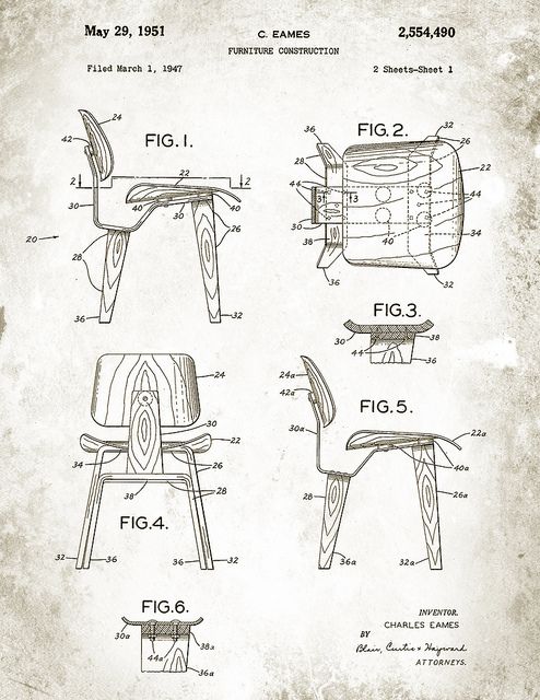 an old fashioned chair is shown in this drawing from the early 1900's, and it