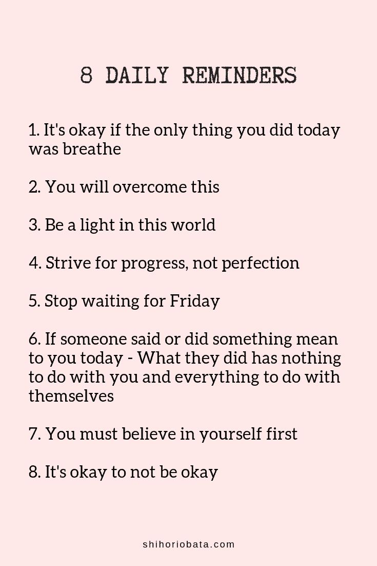 a pink poster with the words 8 daily reminders