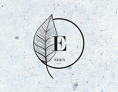 the logo for eden's is shown in black and white, with a leaf on it