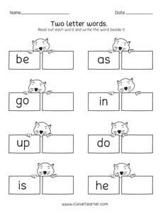 two letter words worksheet with animals and letters to be used in the same language