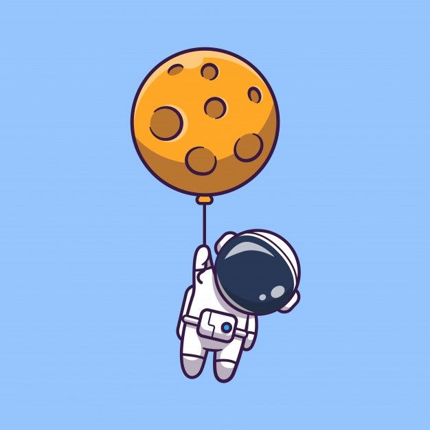 an astronaut floating in the air with a cookie on his back