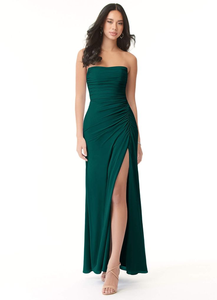 Azazie Darria Bridesmaid Dresses | Azazie Fit And Flare Bridesmaid Dress Long, Dark Teal Dress Bridesmaid, Forest Green And Navy Bridesmaid Dresses, Simple Prom Dress Emerald Green, Forest Green Bridesmaid Dresses Beach Wedding, Peacock Bridesmaid Dresses With Groomsmen, Juniper Bridesmaid Dress, Dark Green Bridesmaid Dresses One Shoulder, Snowball Dresses Windsor