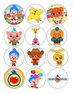 various cartoon character stickers on a white background