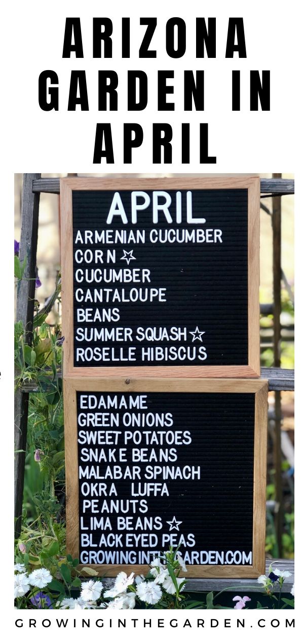 the arizona garden in april sign is shown