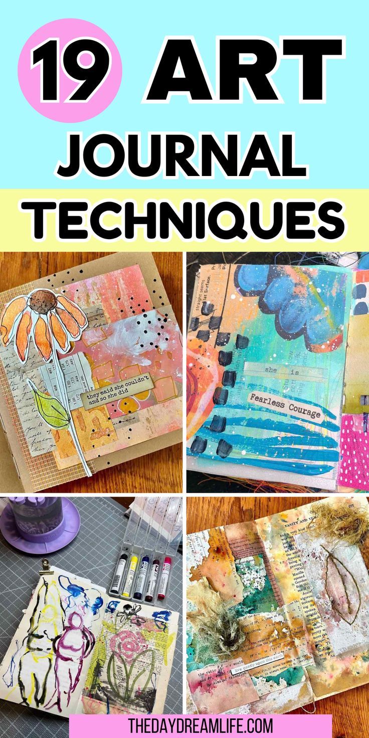 art journal techniques Art Journal Pages Ideas, Visual Journal Inspiration, Mixed Media Backgrounds Tutorial, Art Journal Ideas For Beginners, Journal Pages Ideas, Mixed Media Journal Cover, Journal Ideas For Beginners, Art Journal Ideas, Mixed Media Backgrounds