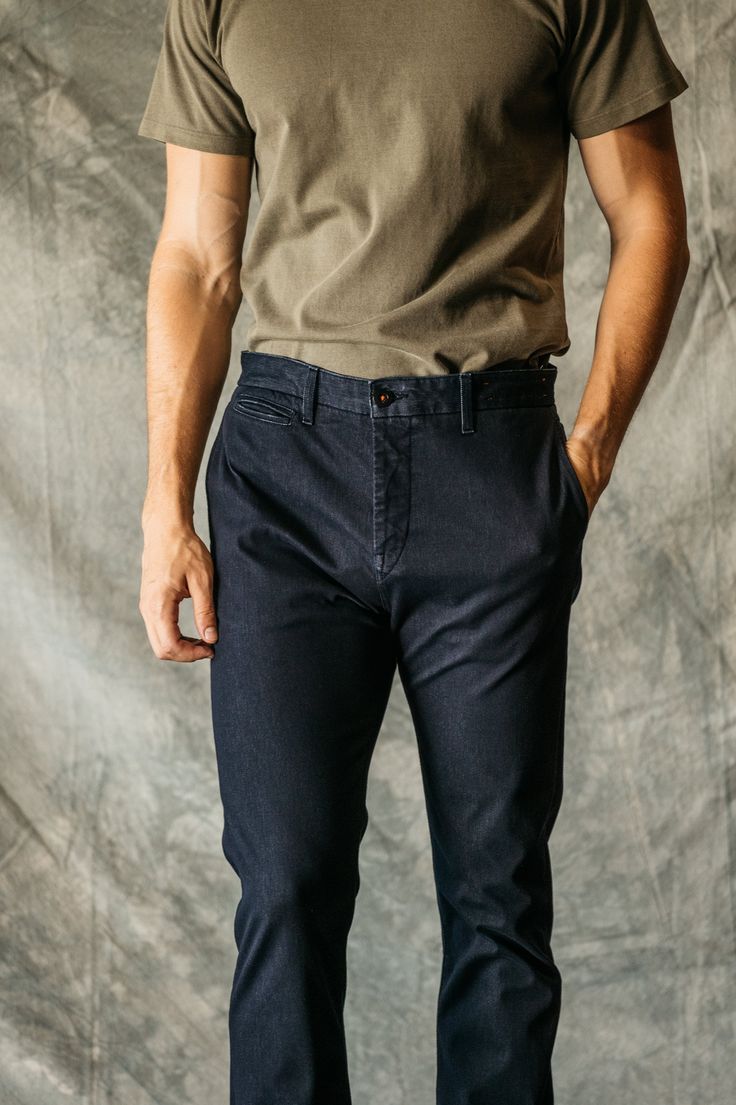 Slim Fit Chino 71% COTTON / 21% POLYESTER / 8% POLYURETHANE 4-Way stretch Made in USA Model is 6'2" and wearing a size 32. When you’re lounging at home, you want to be comfortable, feel good and hit that cozy spot. Introducing KATO’s Denit® - combining the love for your favorite sweats with a durable and comfortable stretch fabric. The look of Denit® was inspired by the handsome washes of our selvedge denim.but don’t let appearances fool you here, on certain styles we’ve replaced five pocket des Classic Pants With Double-needle Stitching, Classic Fitted Bottoms With Double-needle Stitching, Classic Slim Fit Everyday Pants, Classic Slim Fit Pants For Everyday, Classic Fitted Jeans In Chino Cotton Twill, Classic Selvedge Cotton Pants, Classic Chino Cotton Twill Chinos With Standard Cut Leg, Classic Selvedge Bottoms With Relaxed Fit, Classic Selvedge Bottoms In Relaxed Fit