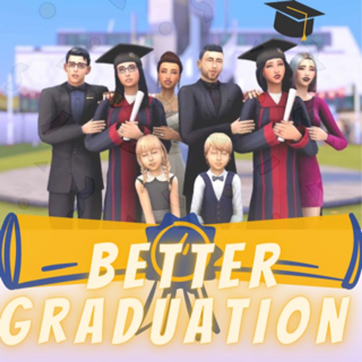 a group of people standing next to each other in front of a sign that says better graduation