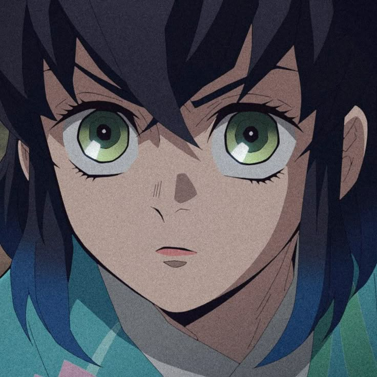 an anime character with black hair and big eyes