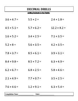 Decimal Drills: 4th, 5th, 6th, 7th Grade Math For 7th Grade, Decimal Worksheets For 4th Grade, Math For 6th Grade, 6 Grade Math Worksheets, Decimal Worksheets 5th Grades, 7 Grade Math, 7th Grade Math Worksheets Free Printable, Grade7 Math, 6th Grade Math Worksheets Free Printable