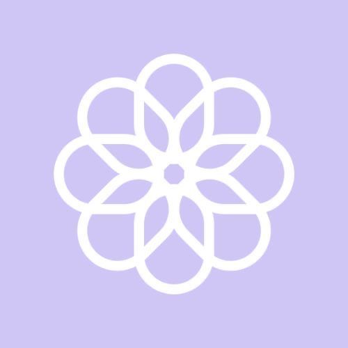 a white flower on a purple background with the word love written in large letters below it