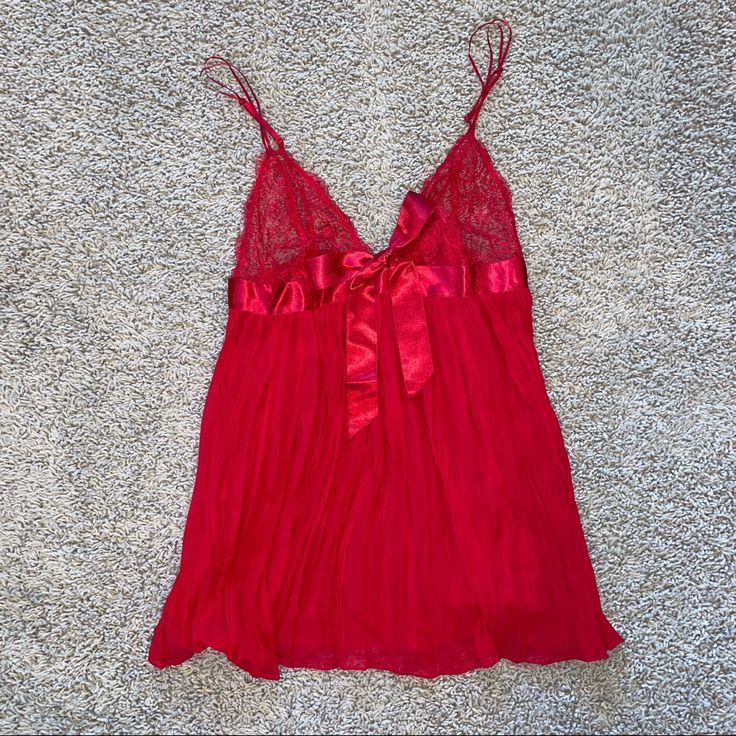 Victoria's Secret Red Lace Babydoll Lingerie Nightie Size Large Brand New, No Tags Measurements In Photos Color: Red Adjustable Straps Lace Satin Bow Babydoll Style Nightie Lace Above A Red Satin Bow Flattering Pleated Fabric From No Pet No Smoke House Red Camisole Sleepwear For Night, Red Spaghetti Strap Sleepwear For Wedding Night, Red Spaghetti Straps Sleepwear For Wedding Night, Red Camisole Nightgown For Bedtime, Victoria's Secret Coquette Sleepwear, Red Camisole Sleepwear For Bedtime, Red Lace Trim Sleepwear, Red Coquette Camisole Sleepwear, Victoria's Secret Red Coquette Sleepwear