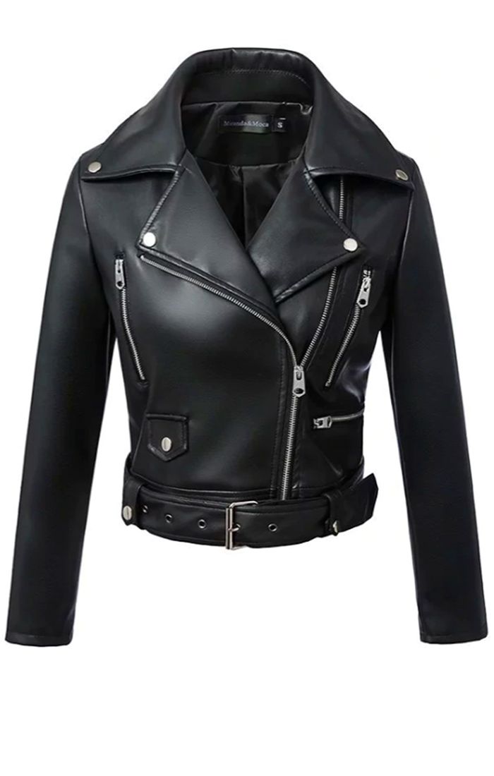 Leather Moto Biker Jacket Premium Buttery Soft Vegan Leather Classic Moto Style, Notched Lapels, Industrial Silver Hardware Features Edgy Removable Belt Sizing Reference: (US Sizing) S: Size 0-2 M: Size 4-6 L: Size 6-8 XL: Size 8-10 XXL: Size 10-12 XXXL: Size 12-14 Leather Jacket Zipper, Basic Coat, Corset Underbust, Leather Puffer Jacket, Pleather Jacket, Biker Coat, Green Leather Jackets, Moto Biker Jacket, Long Coat Jacket