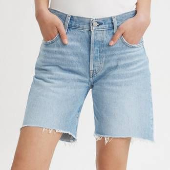 501® '90s Women's Shorts - Medium Wash | Levi's® US Trendy Bottoms With Straight Hem For Summer, Levi's 90s Style Spring Bottoms, 90s Style Levi's Bottoms For Spring, Relaxed Fit Summer Shorts With Straight Hem, Summer Shorts With Relaxed Fit And Straight Hem, Relaxed Fit Shorts With Straight Hem For Summer, Classic Summer Shorts With Straight Hem, Levi's Relaxed Fit Jean Shorts For Summer, Classic Relaxed Fit Jean Shorts For Summer