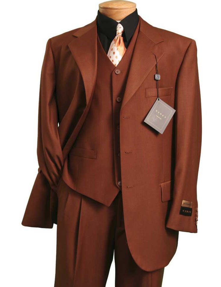 Vinci Men Suit 3TR-3-Cognac - Church Suits For Less Sharkskin Suit, Modern Fit Suit, Wedding Tux, Suit Stores, Button Vest, Men Suit, Color Cafe, Suits For Sale, Men Clothes