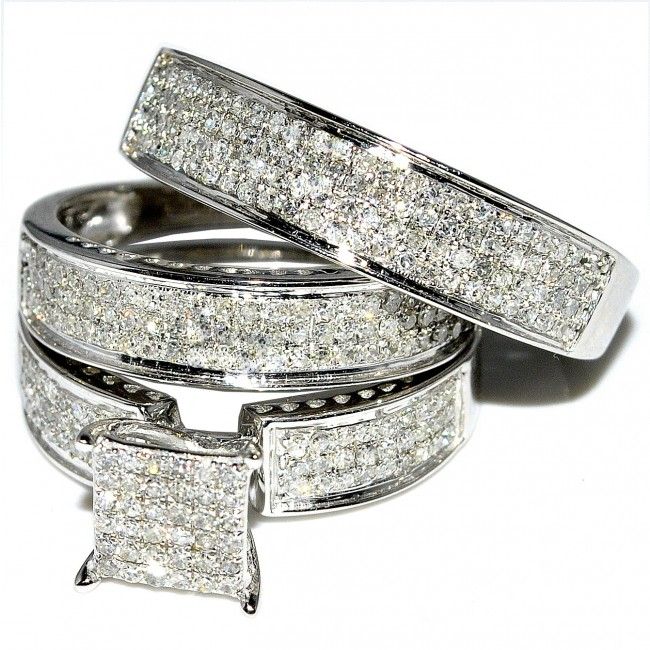 two wedding bands with diamonds on them