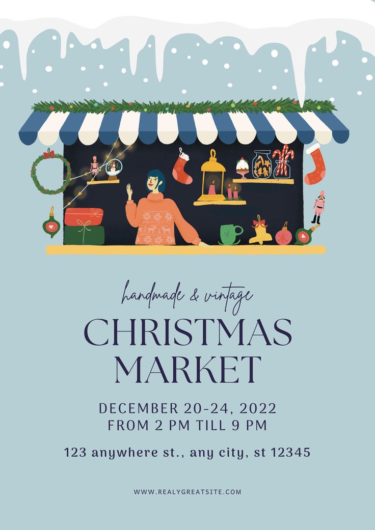 the christmas market flyer is shown