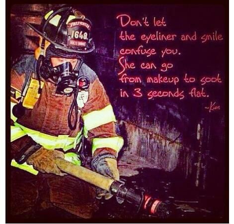 a firefighter holding a hose in his hand with a quote written on the side