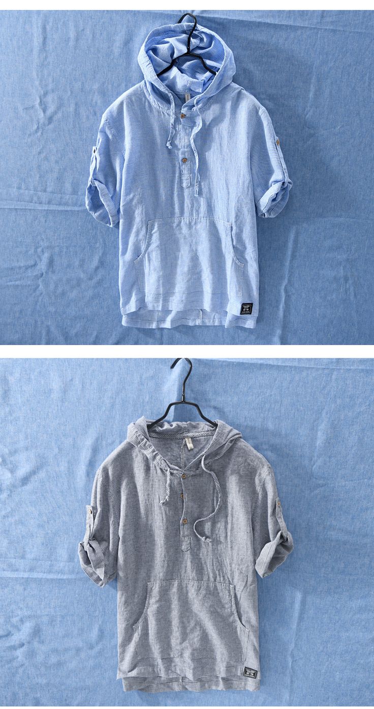 Blue Long Sleeve Hoodie For Summer, Oversized Light Blue Tops With Pockets, Casual Spring Hoodie Top, Casual Cotton Hooded T-shirt, Casual Blue Hooded T-shirt, Light Blue Tops With Pockets For Spring, Washed Blue Summer Top With Pockets, Casual Solid Color Hooded Top, Blue Hooded Cotton T-shirt