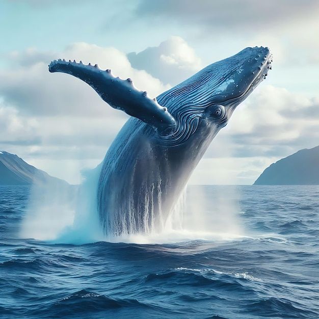 a humpback whale jumping out of the water